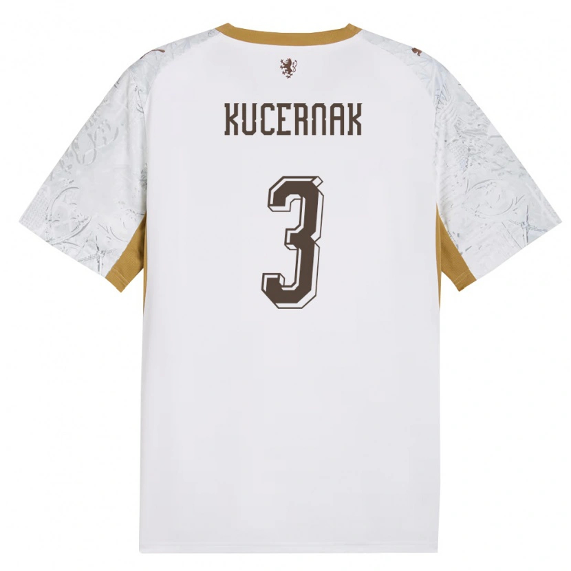 Danxen Women Czech Republic Filip Kucernak #3 Off-White Gold Gray Away Jersey 26-28 T-Shirt