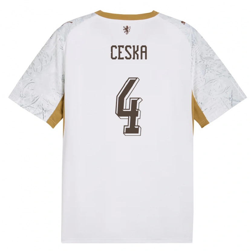 Danxen Women Czech Republic Bohumir Ceska #4 Off-White Gold Gray Away Jersey 26-28 T-Shirt