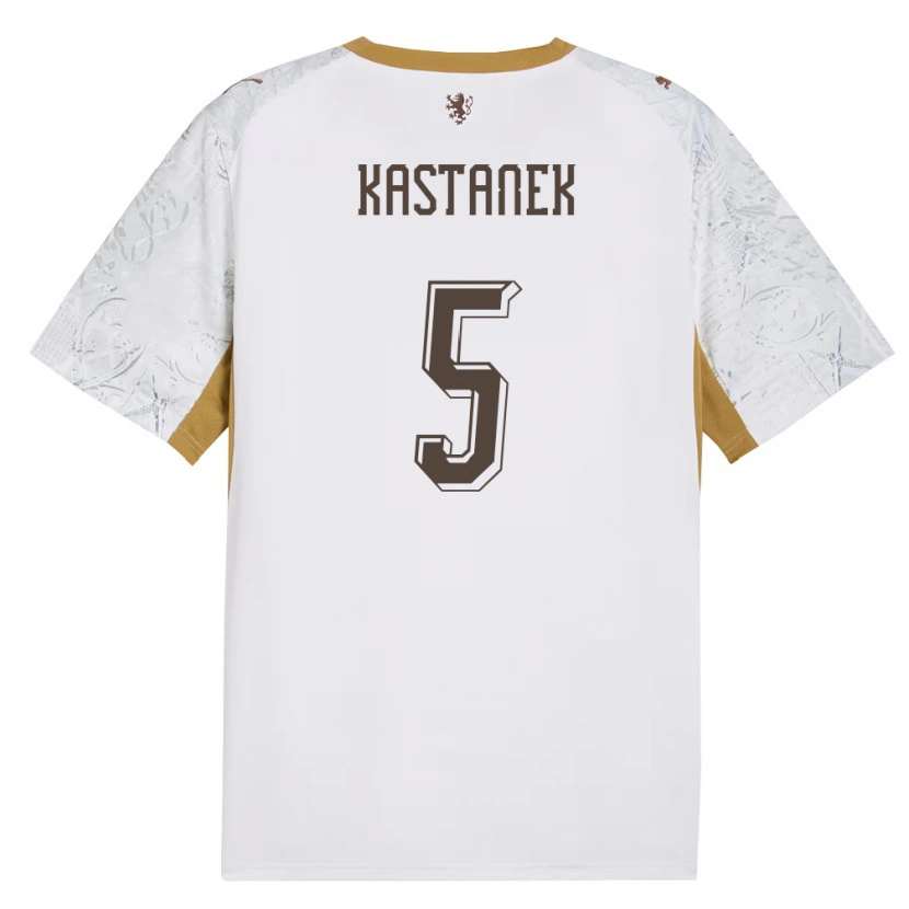 Danxen Women Czech Republic Lukas Kastanek #5 Off-White Gold Gray Away Jersey 26-28 T-Shirt