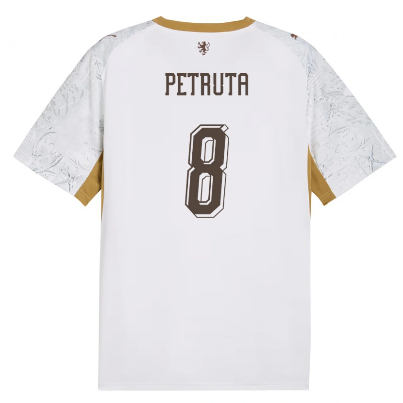 Danxen Women Czech Republic Stanislav Petruța #8 Off-White Gold Gray Away Jersey 26-28 T-Shirt