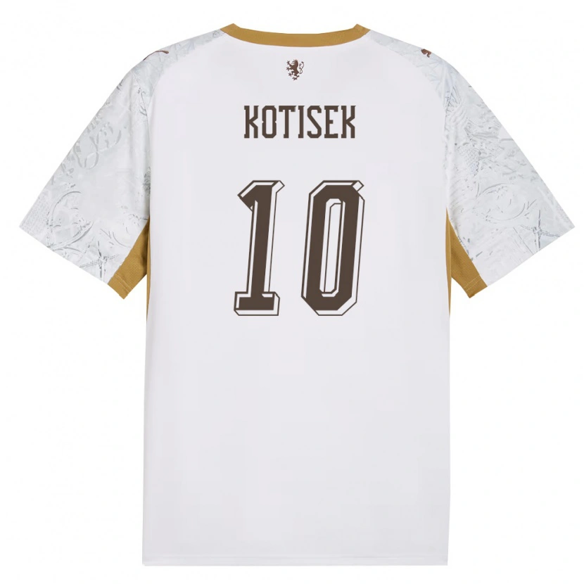 Danxen Women Czech Republic Vincent Kotisek #10 Off-White Gold Gray Away Jersey 26-28 T-Shirt
