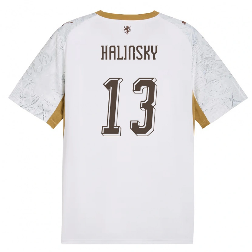 Danxen Women Czech Republic Denis Halinsky #13 Off-White Gold Gray Away Jersey 26-28 T-Shirt