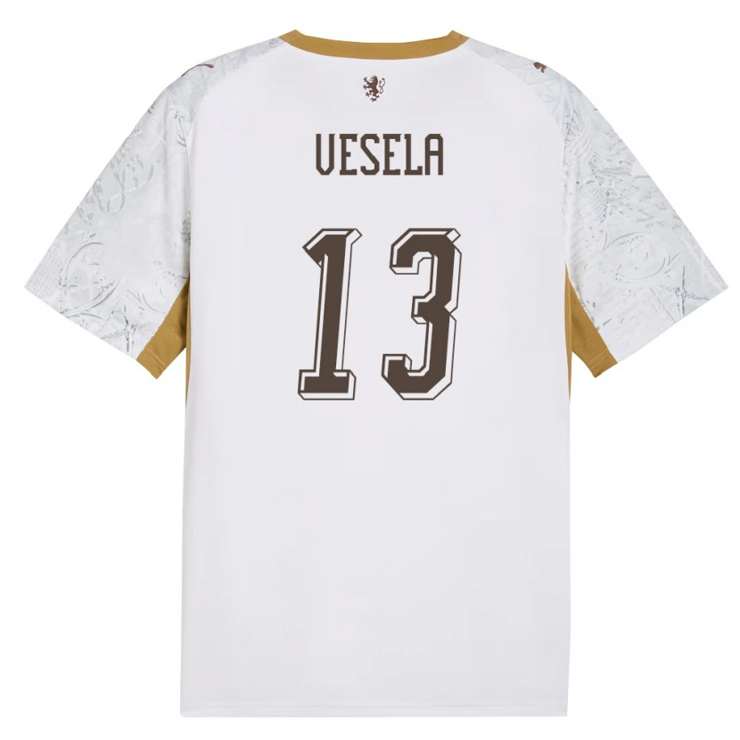Danxen Women Czech Republic Denisa Veselá #13 Off-White Gold Gray Away Jersey 26-28 T-Shirt