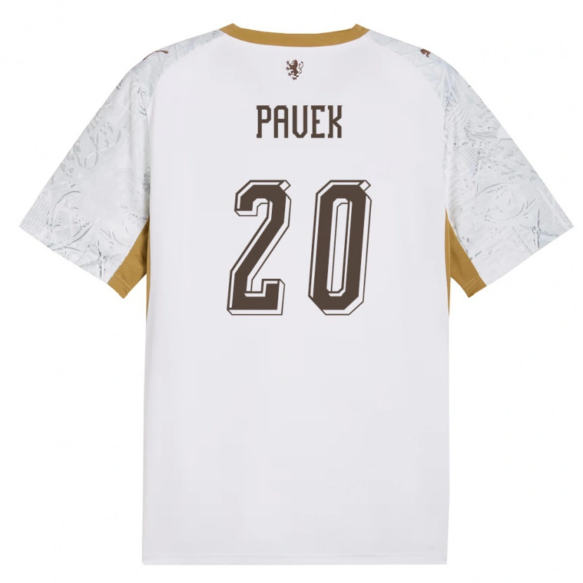 Danxen Women Czech Republic Jakub Pavek #20 Off-White Gold Gray Away Jersey 26-28 T-Shirt