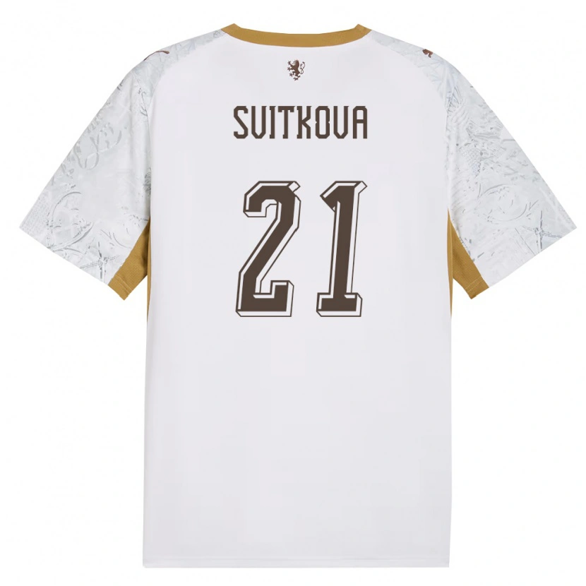 Danxen Women Czech Republic Kateřina Svitková #21 Off-White Gold Gray Away Jersey 26-28 T-Shirt