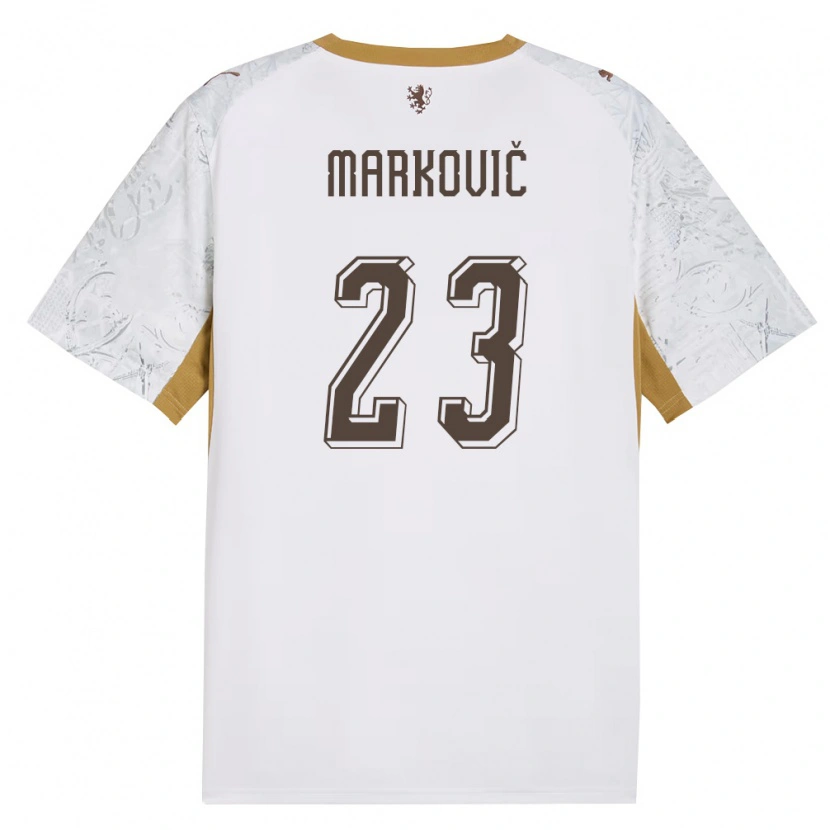 Danxen Women Czech Republic Jakub Markovic #23 Off-White Gold Gray Away Jersey 26-28 T-Shirt