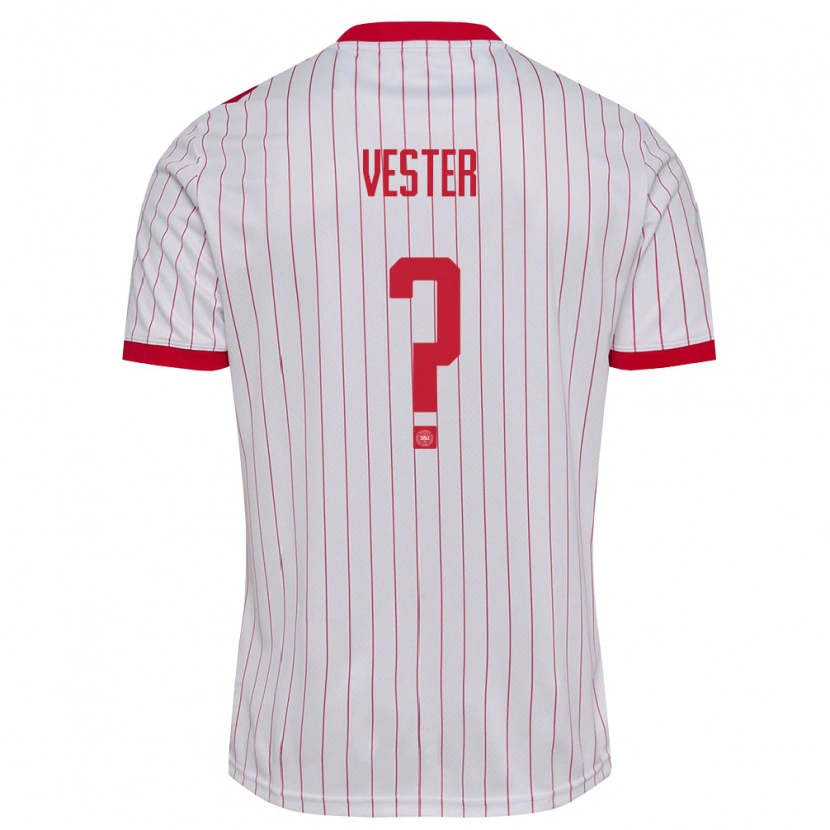 Danxen Women Denmark Jakob Vester #0 White Red Away Jersey 26-28 T-Shirt