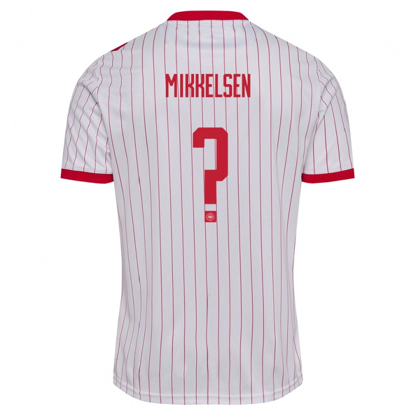 Danxen Women Denmark Sebastian Mikkelsen #0 White Red Away Jersey 26-28 T-Shirt