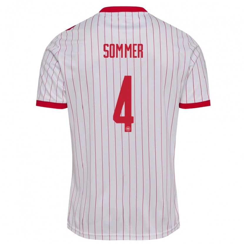 Danxen Women Denmark Felix Sommer #4 White Red Away Jersey 26-28 T-Shirt