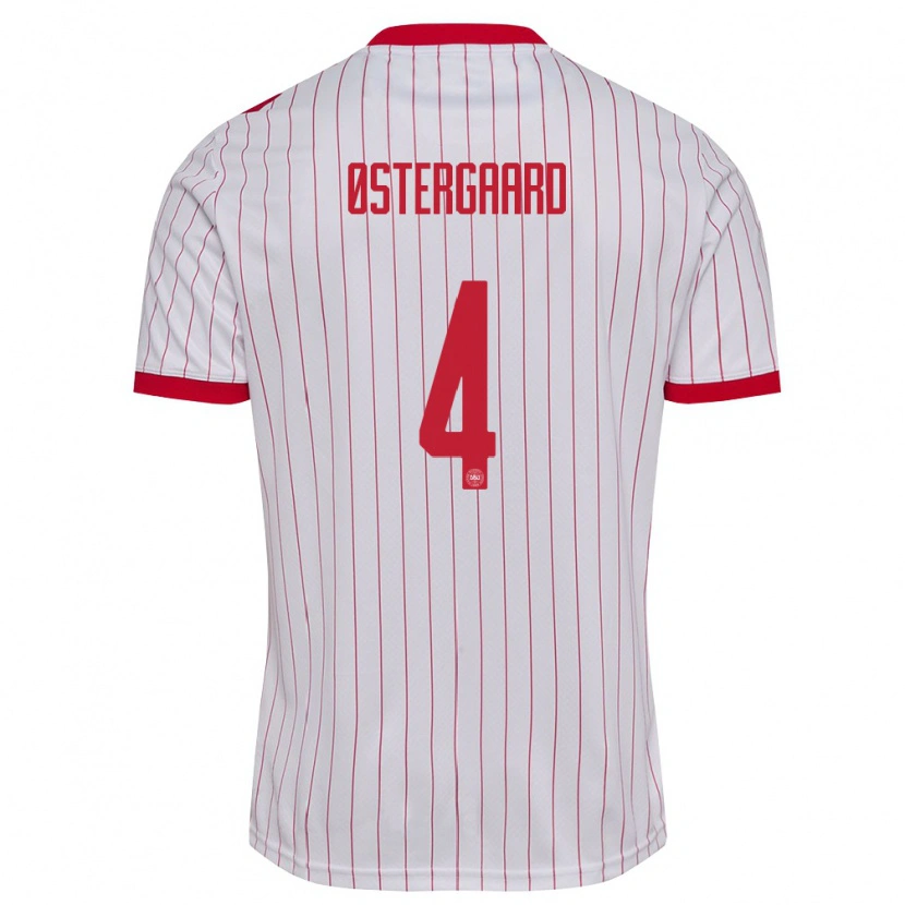 Danxen Women Denmark Marcus Østergaard #4 White Red Away Jersey 26-28 T-Shirt