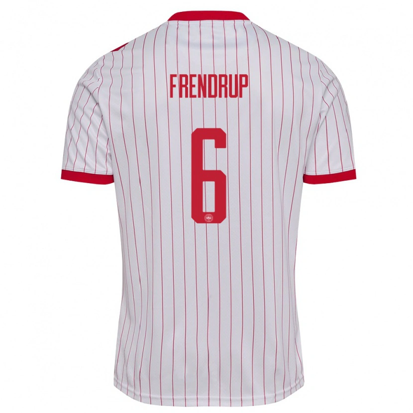 Danxen Women Denmark Morten Frendrup #6 White Red Away Jersey 26-28 T-Shirt