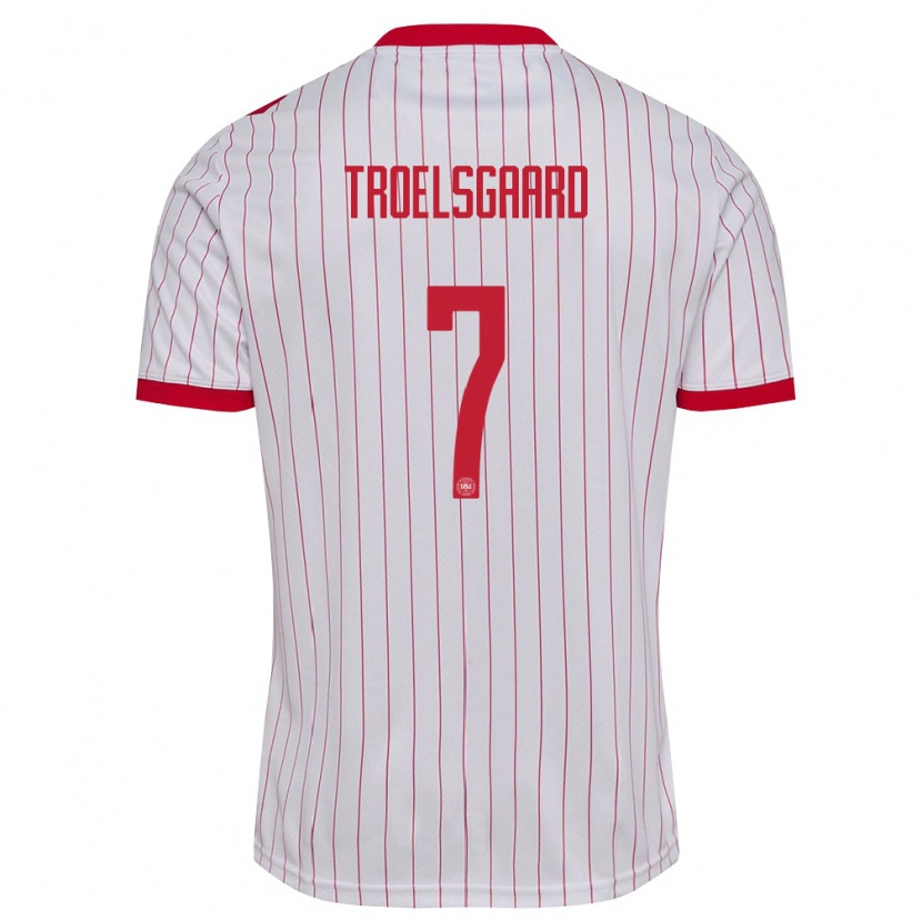 Danxen Women Denmark Sanne Troelsgaard #7 White Red Away Jersey 26-28 T-Shirt