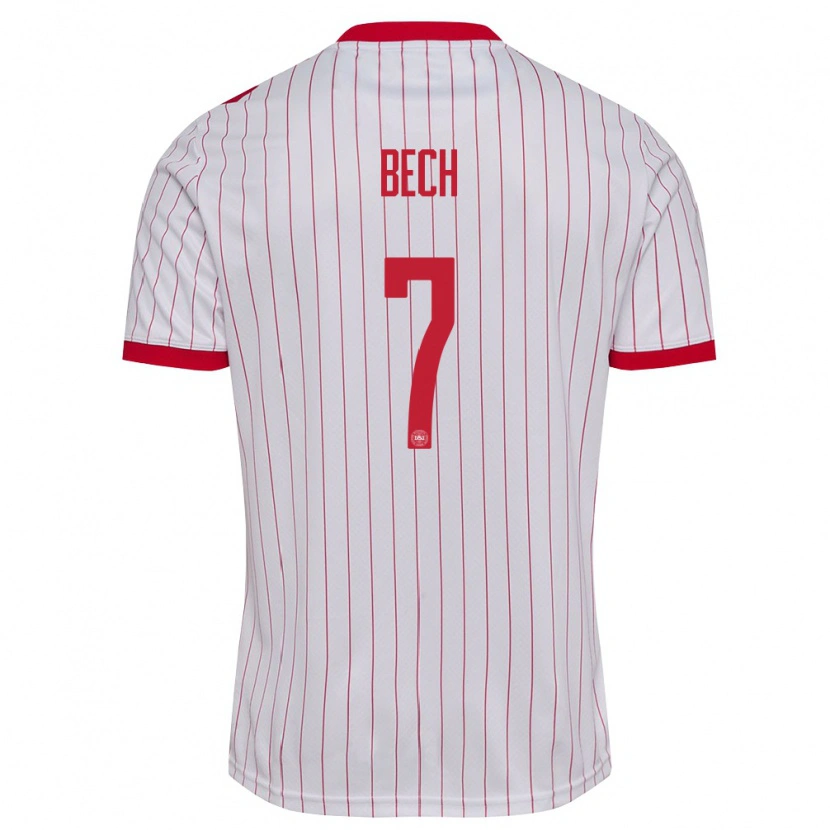 Danxen Women Denmark Tobias Bech #7 White Red Away Jersey 26-28 T-Shirt