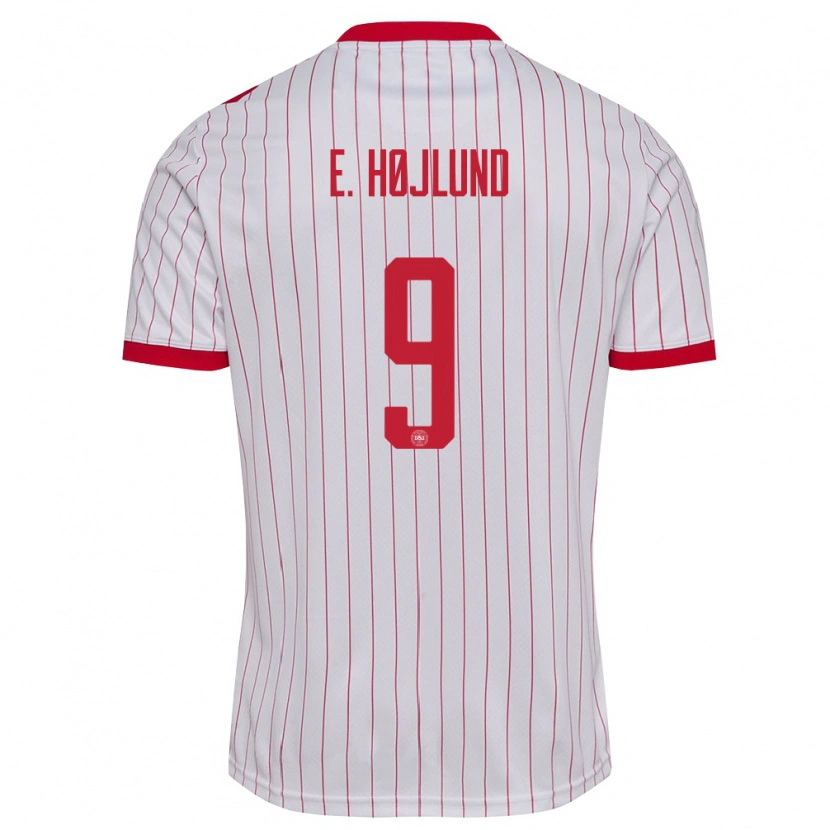 Danxen Women Denmark Emil Højlund #9 White Red Away Jersey 26-28 T-Shirt