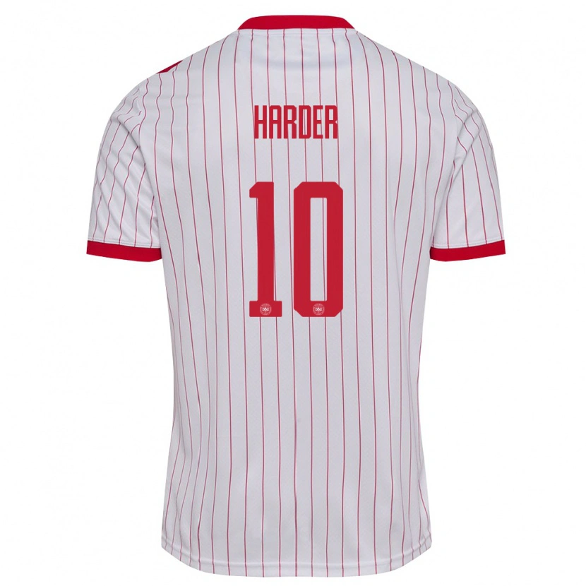 Danxen Women Denmark Pernille Harder #10 White Red Away Jersey 26-28 T-Shirt