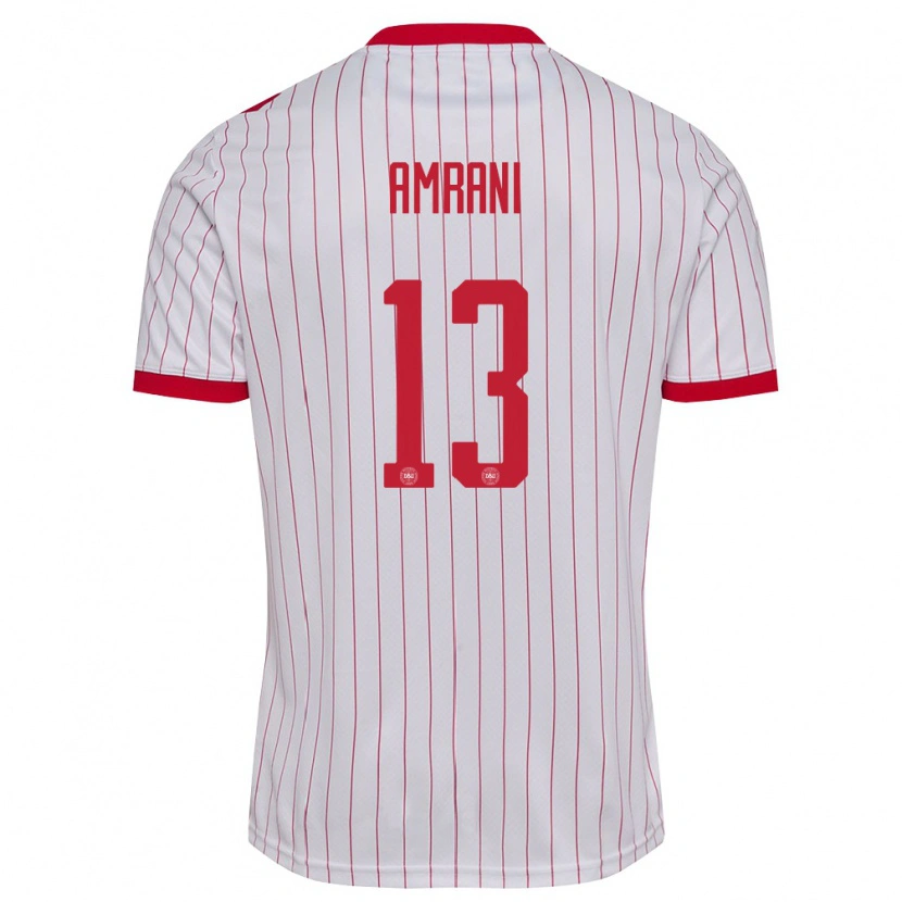 Danxen Women Denmark Adam Amrani #13 White Red Away Jersey 26-28 T-Shirt