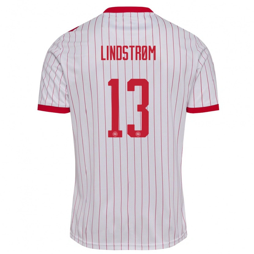 Danxen Women Denmark Jesper Lindstrøm #13 White Red Away Jersey 26-28 T-Shirt
