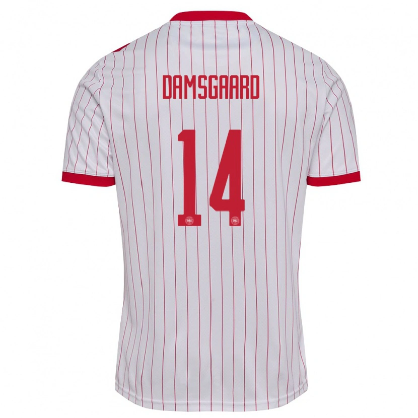 Danxen Women Denmark Mikkel Damsgaard #14 White Red Away Jersey 26-28 T-Shirt
