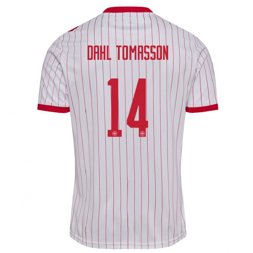 Danxen Women Denmark Luca Dahl Tomasson #14 White Red Away Jersey 26-28 T-Shirt