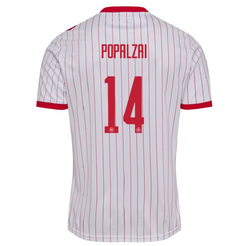 Danxen Women Denmark Daryosh Popalzai #14 White Red Away Jersey 26-28 T-Shirt