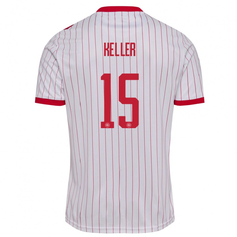 Danxen Women Denmark Philip Keller #15 White Red Away Jersey 26-28 T-Shirt