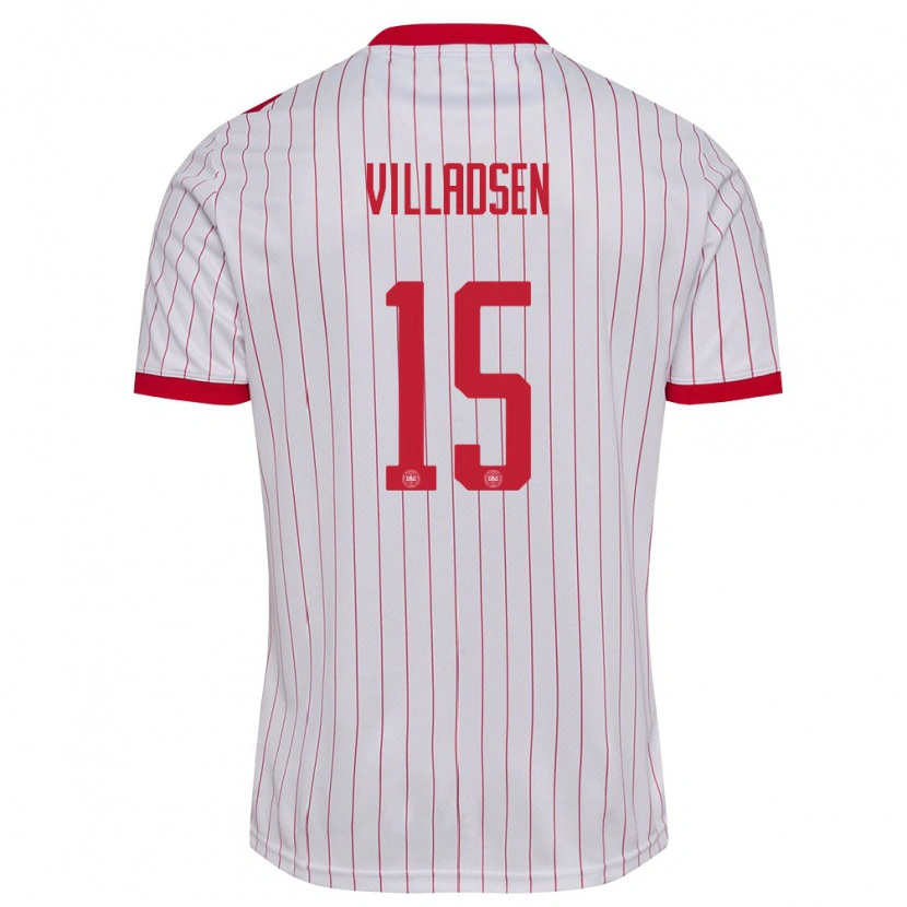 Danxen Women Denmark Oliver Villadsen #15 White Red Away Jersey 26-28 T-Shirt