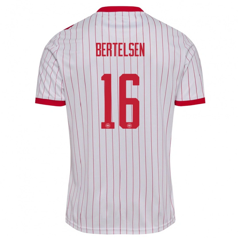 Danxen Women Denmark Villads Bertelsen #16 White Red Away Jersey 26-28 T-Shirt