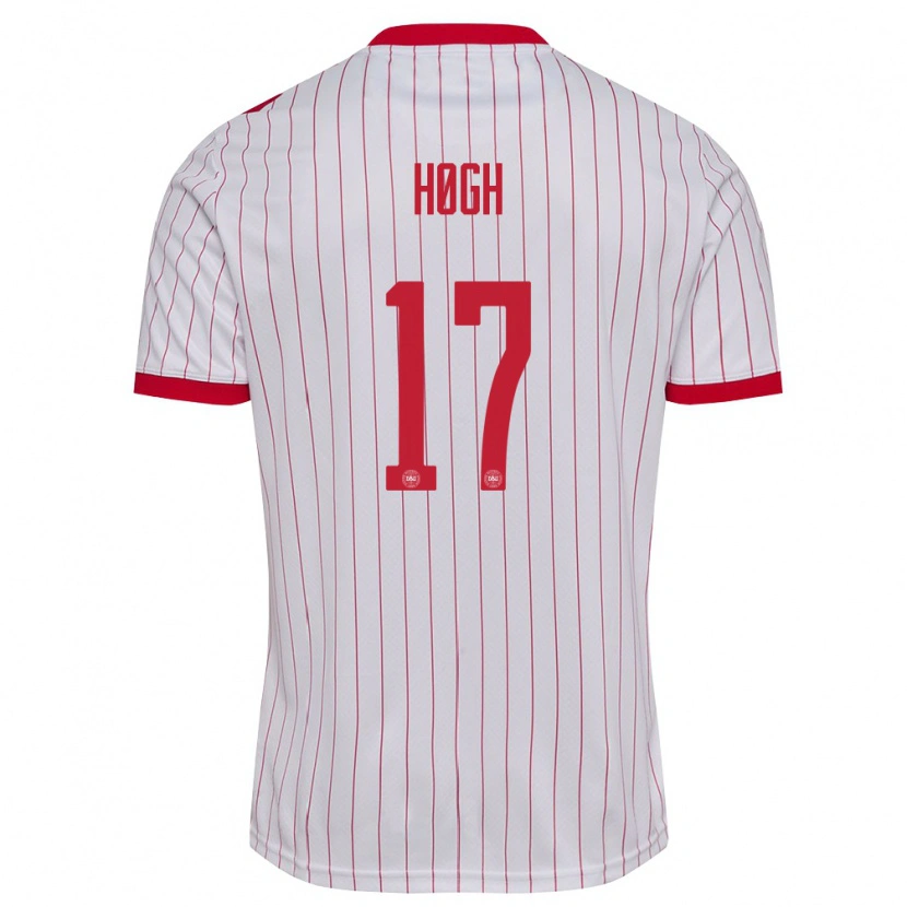 Danxen Women Denmark Kasper Høgh #17 White Red Away Jersey 26-28 T-Shirt