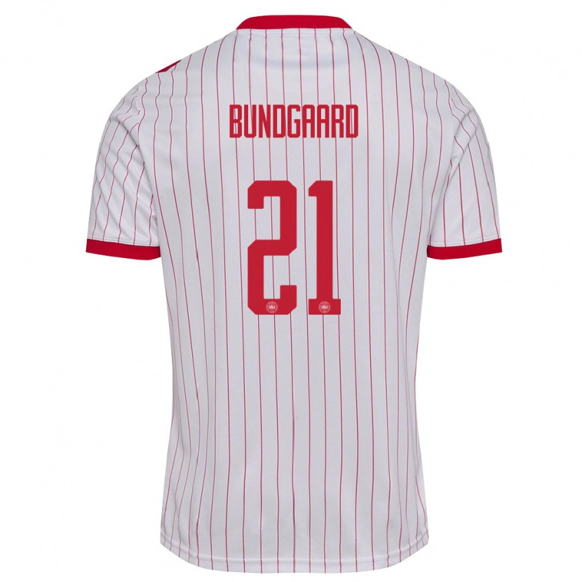 Danxen Women Denmark Filip Bundgaard #21 White Red Away Jersey 26-28 T-Shirt