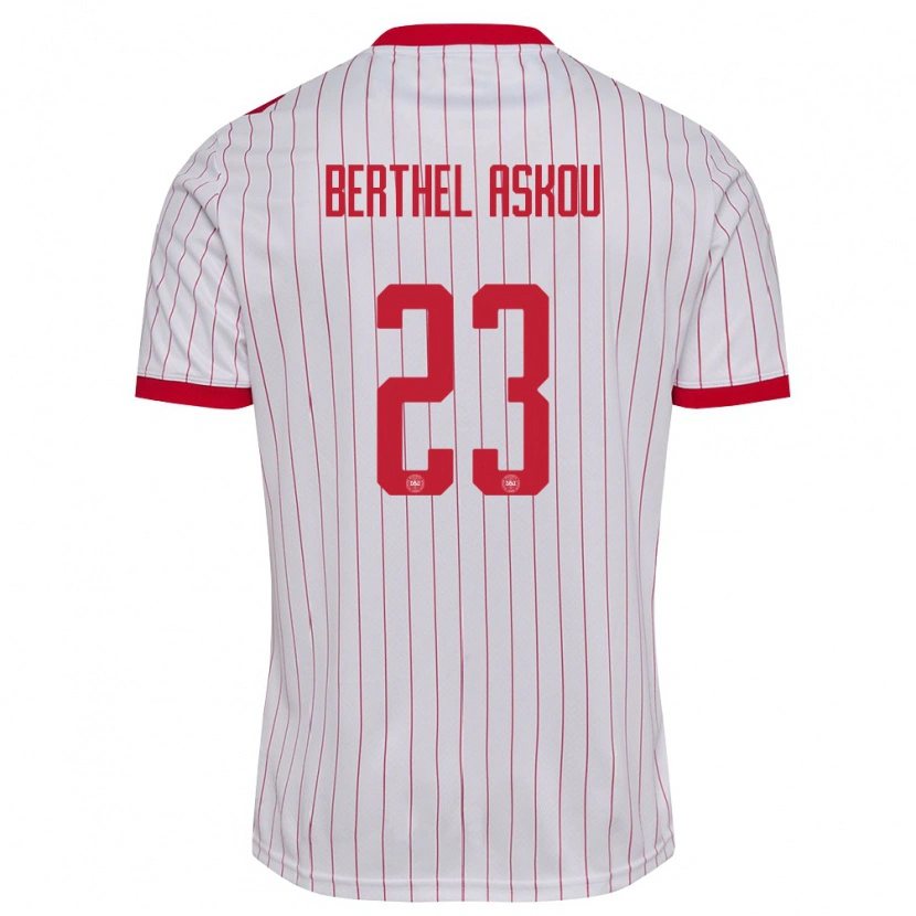 Danxen Women Denmark Julius Berthel Askou #23 White Red Away Jersey 26-28 T-Shirt