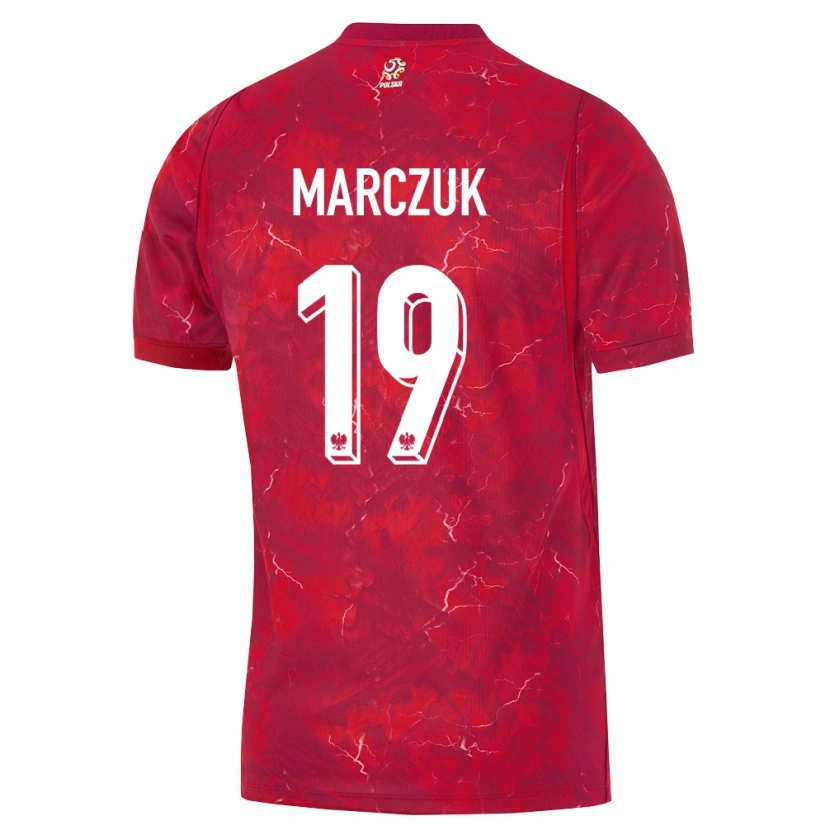 Danxen Women Poland Dominik Marczuk #19 Red White Away Jersey 26-28 T-Shirt