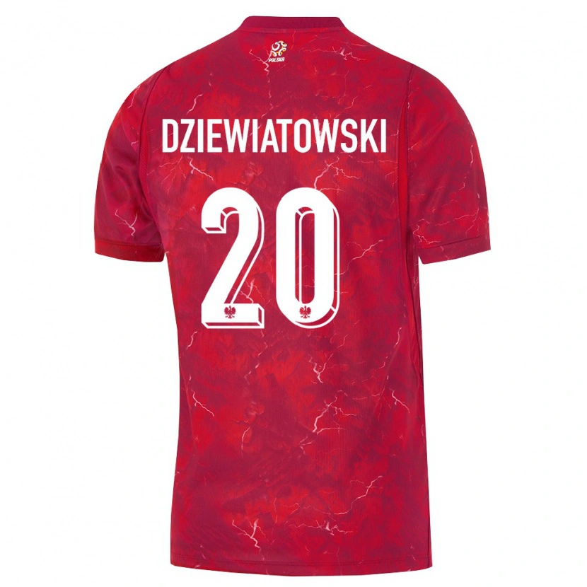 Danxen Women Poland Mateusz Dziewiatowski #20 Red White Away Jersey 26-28 T-Shirt