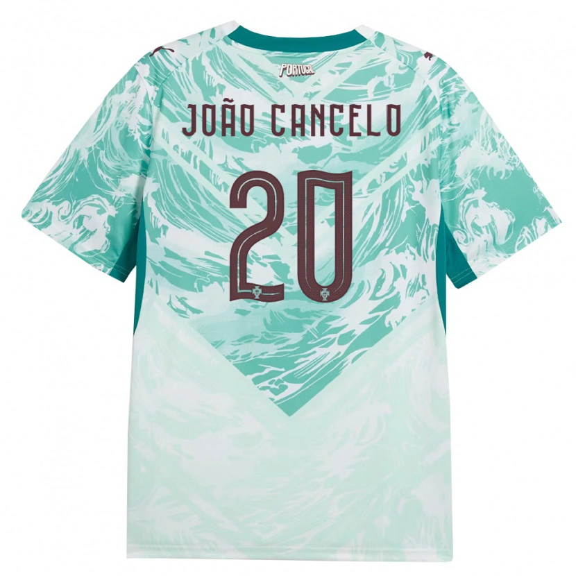 Danxen Women Portugal João Cancelo #20 Sky Blue White Green Away Jersey 26-28 T-Shirt