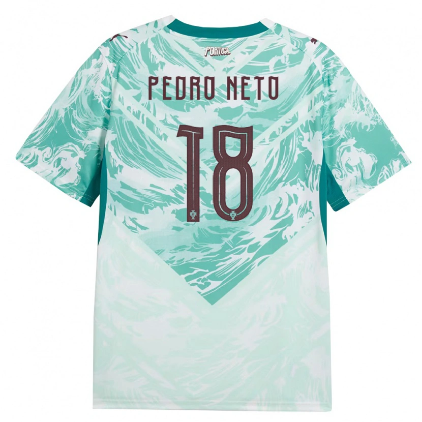 Danxen Women Portugal Pedro Neto #18 Sky Blue White Green Away Jersey 26-28 T-Shirt