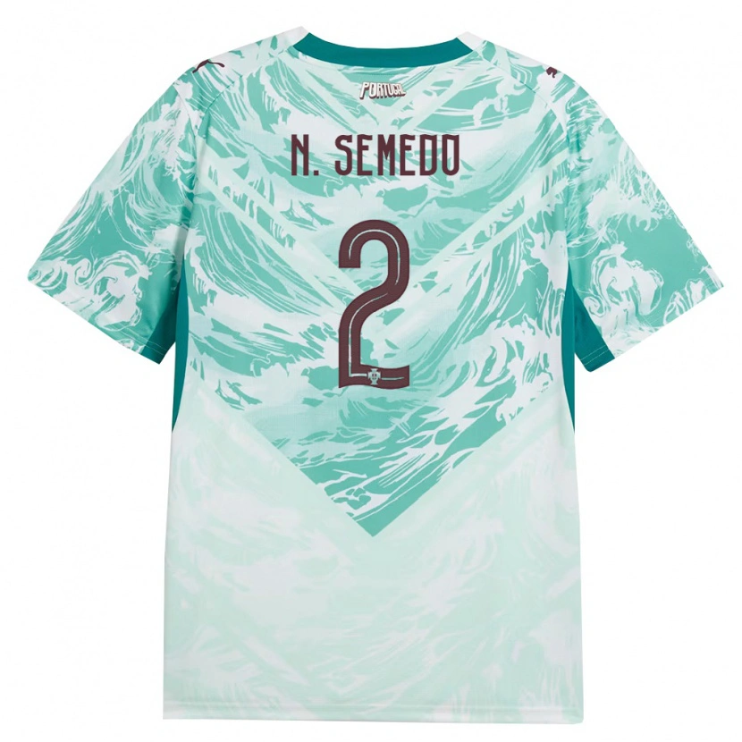 Danxen Women Portugal Nélson Semedo #2 Sky Blue White Green Away Jersey 26-28 T-Shirt