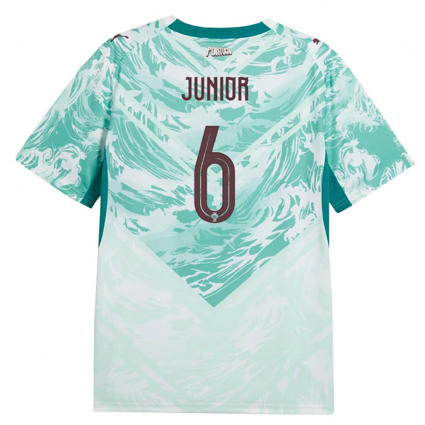 Danxen Women Portugal Marlon Junior #6 Sky Blue White Green Away Jersey 26-28 T-Shirt