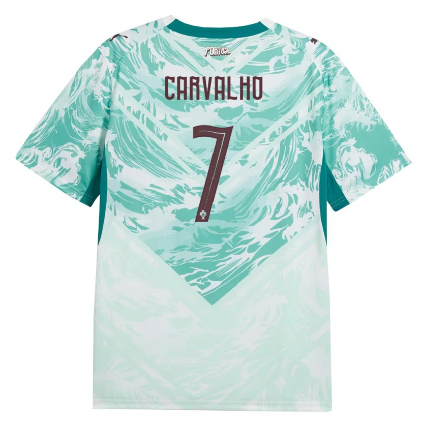 Danxen Women Portugal Fabio Carvalho #7 Sky Blue White Green Away Jersey 26-28 T-Shirt