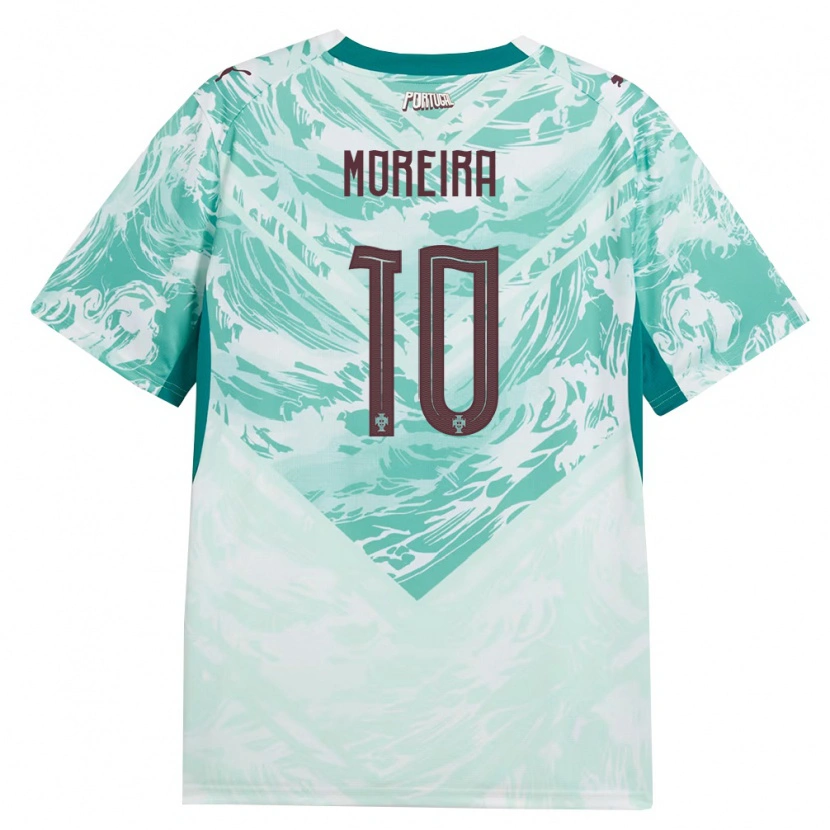 Danxen Women Portugal Gonçalo Moreira #10 Sky Blue White Green Away Jersey 26-28 T-Shirt