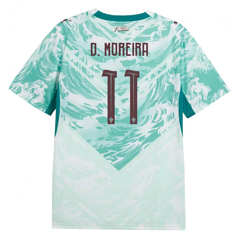 Danxen Women Portugal Diego Moreira #11 Sky Blue White Green Away Jersey 26-28 T-Shirt