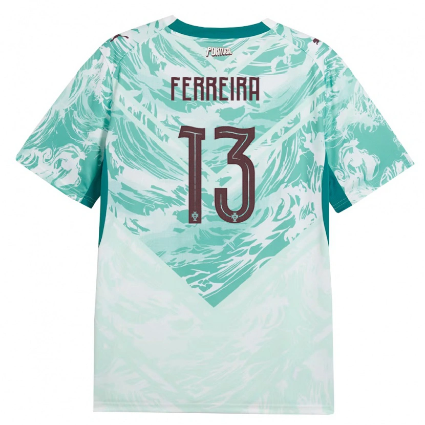 Danxen Women Portugal Kilian Ferreira #13 Sky Blue White Green Away Jersey 26-28 T-Shirt