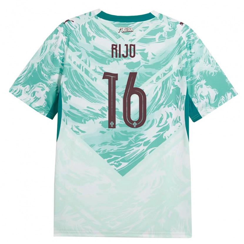 Danxen Women Portugal João Rijo #16 Sky Blue White Green Away Jersey 26-28 T-Shirt