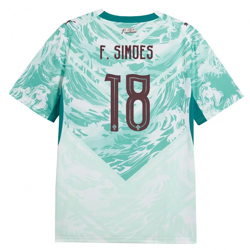 Danxen Women Portugal Francisco Simões #18 Sky Blue White Green Away Jersey 26-28 T-Shirt