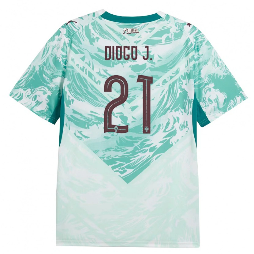 Danxen Women Portugal Diogo Jota #21 Sky Blue White Green Away Jersey 26-28 T-Shirt