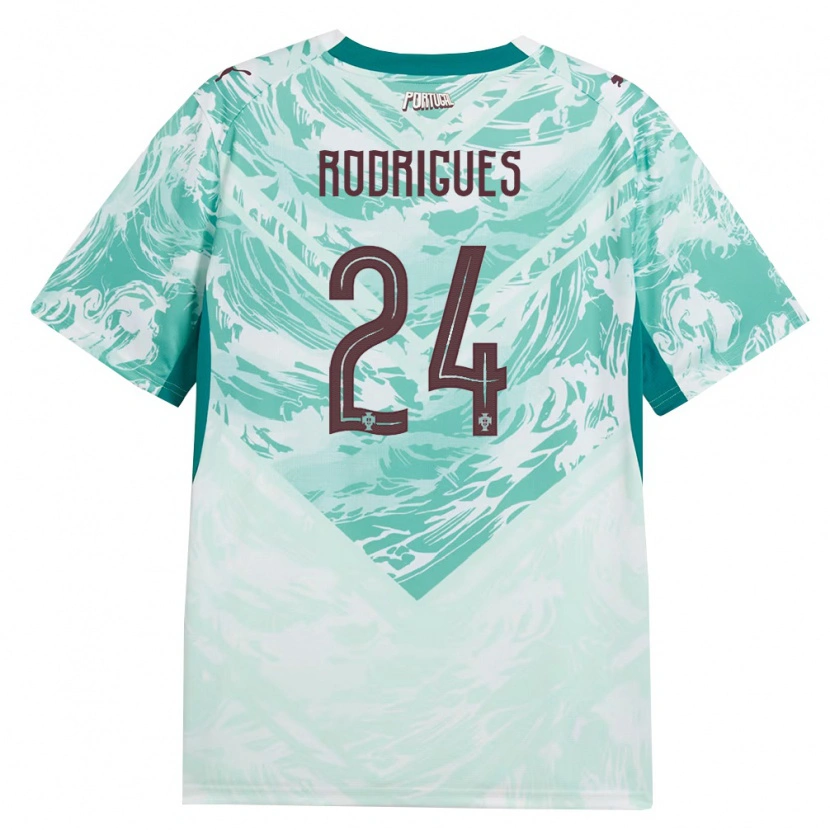 Danxen Women Portugal David Rodrigues #24 Sky Blue White Green Away Jersey 26-28 T-Shirt
