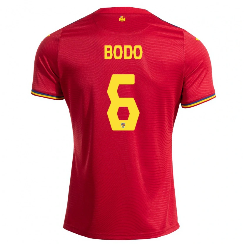 Danxen Women Romania Efraim Bödő #6 Red Navy Yellow Away Jersey 26-28 T-Shirt
