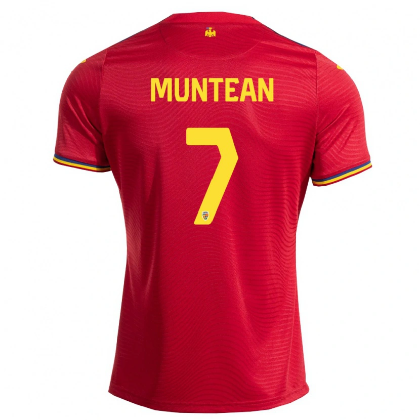 Danxen Women Romania Denys Muntean #7 Red Navy Yellow Away Jersey 26-28 T-Shirt