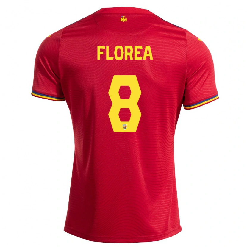 Danxen Women Romania Andrei Florea #8 Red Navy Yellow Away Jersey 26-28 T-Shirt