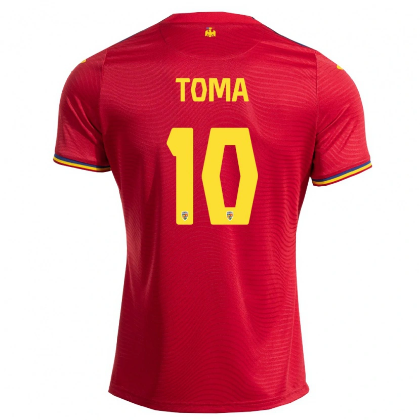 Danxen Women Romania Mihai Toma #10 Red Navy Yellow Away Jersey 26-28 T-Shirt