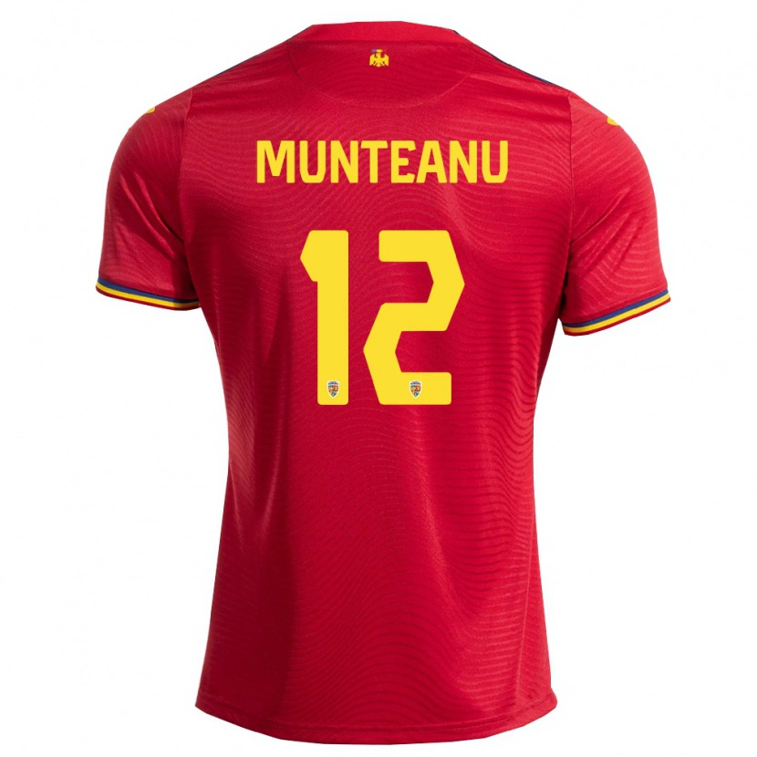 Danxen Women Romania Rafael Munteanu #12 Red Navy Yellow Away Jersey 26-28 T-Shirt