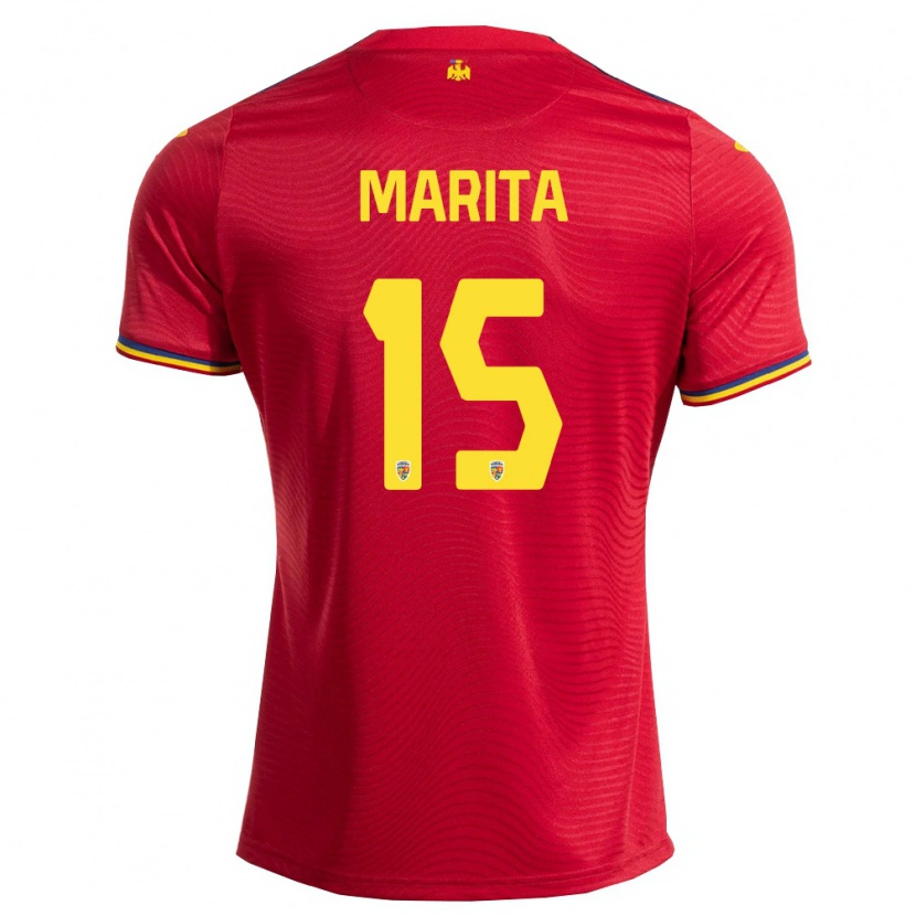 Danxen Women Romania Raul Marița #15 Red Navy Yellow Away Jersey 26-28 T-Shirt